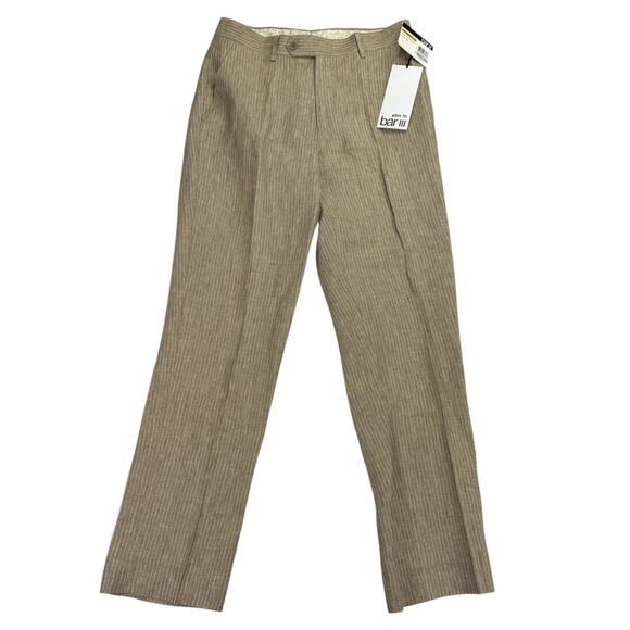 Bar III Mens Slim Fit 100% Linen Pinstripe Suit Pants Tan 29x30 - Picture 1 of 4